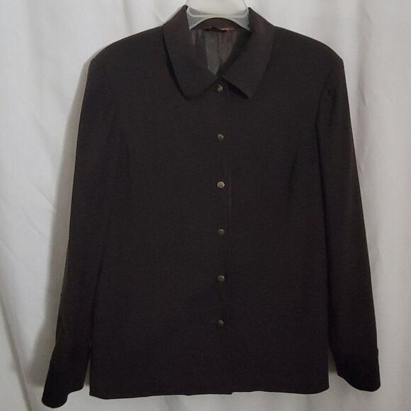 Vintage Dalia Sport Y2K sz 14 Brown Blazer Jacket Snap closure versatile lined - Picture 1 of 8
